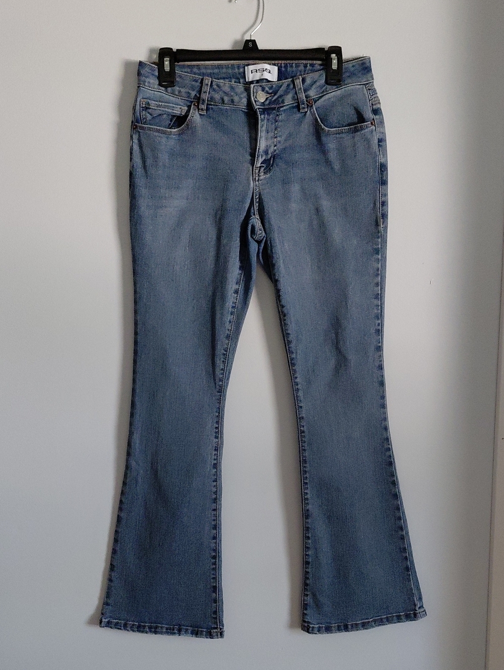 RSQ Women's Y2K 90s Light Blue Low Rise Bootcut Jeans Embroidered Butterfly 28